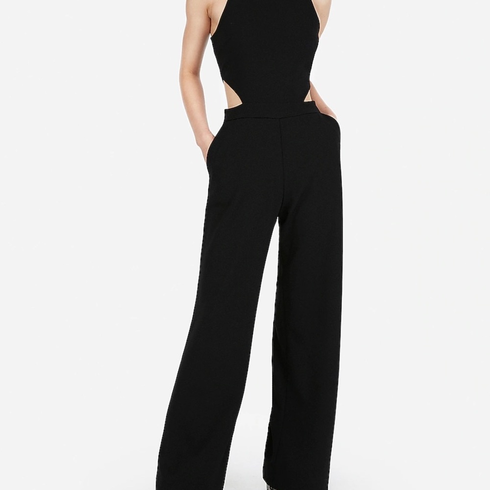 Black jumpsuit with side cut outs from Express